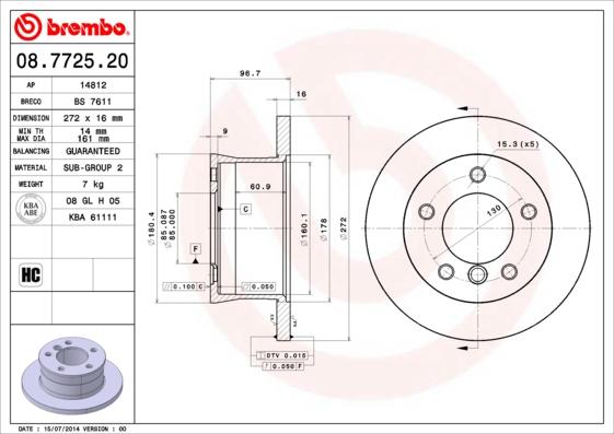 Brembo 08.7725.20 - Kočioni disk www.molydon.hr