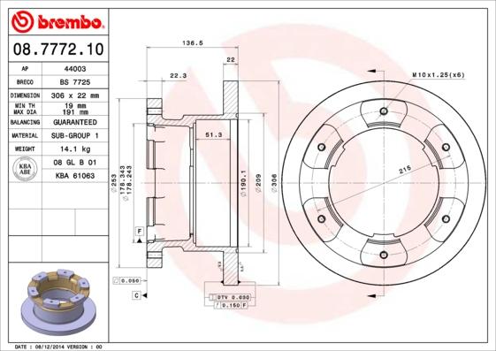 Brembo 08.7772.10 - Kočioni disk www.molydon.hr