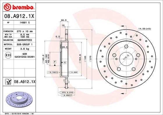 Brembo 08.A912.1X - Kočioni disk www.molydon.hr