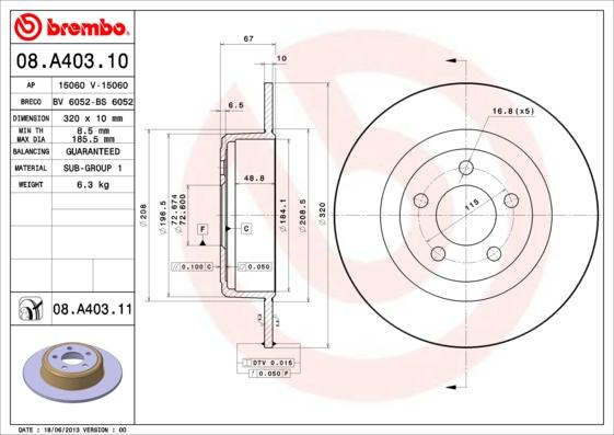 Brembo 08.A403.11 - Kočioni disk www.molydon.hr