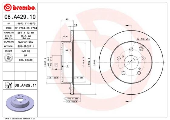 Brembo 08.A429.11 - Kočioni disk www.molydon.hr