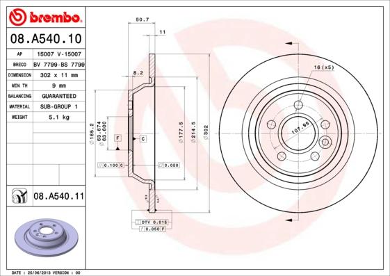 Brembo 08.A540.11 - Kočioni disk www.molydon.hr