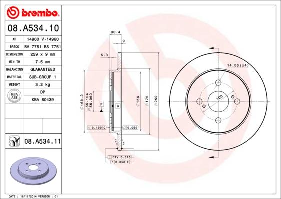 Brembo 08.A534.10 - Kočioni disk www.molydon.hr