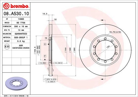 Brembo 08.A530.10 - Kočioni disk www.molydon.hr