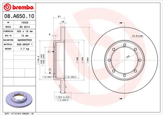 Brembo 08.A650.10 - Kočioni disk www.molydon.hr