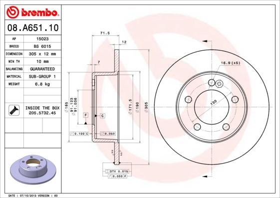 Brembo 08.A651.10 - Kočioni disk www.molydon.hr