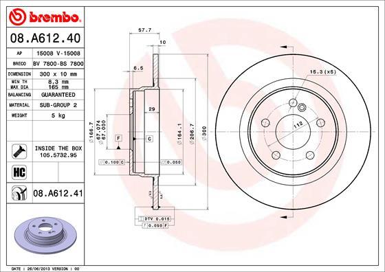 Brembo 08.A612.41 - Kočioni disk www.molydon.hr