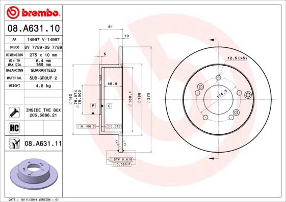 Brembo 08.A631.10 - Kočioni disk www.molydon.hr