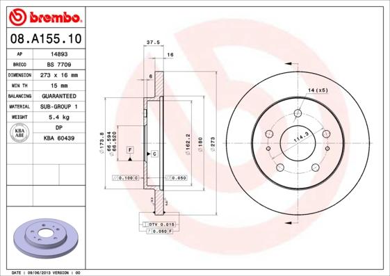 Brembo 08.A155.10 - Kočioni disk www.molydon.hr