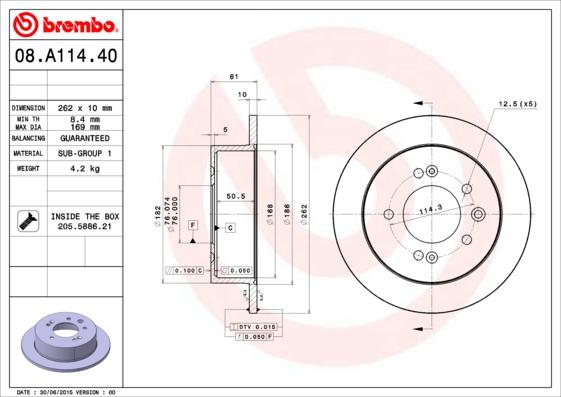 Brembo 08.A114.40 - Kočioni disk www.molydon.hr