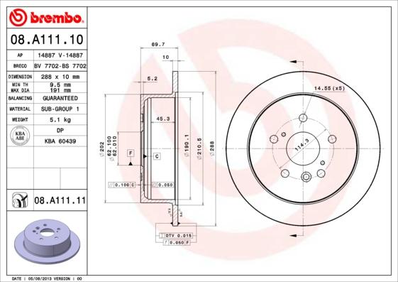 Brembo 08.A111.10 - Kočioni disk www.molydon.hr