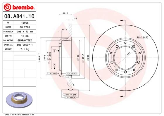 Brembo 08.A841.10 - Kočioni disk www.molydon.hr