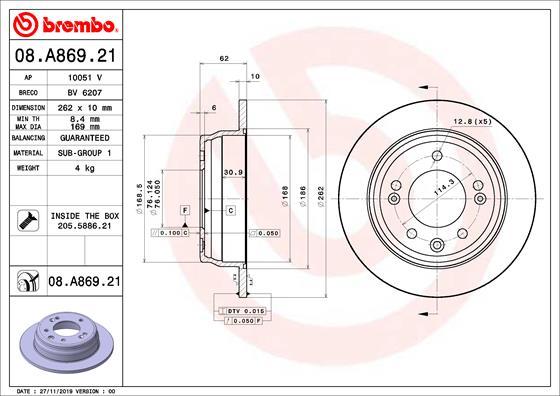 Brembo 08.A869.21 - Kočioni disk www.molydon.hr