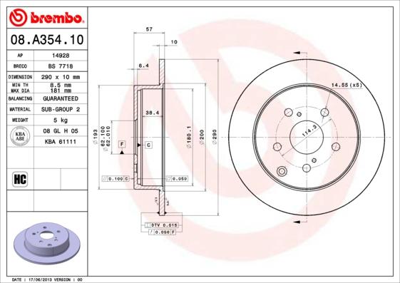 Brembo 08.A354.10 - Kočioni disk www.molydon.hr