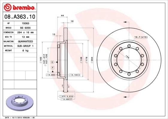 Brembo 08.A363.10 - Kočioni disk www.molydon.hr