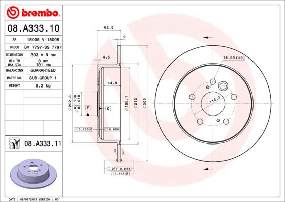 Brembo 08.A333.11 - Kočioni disk www.molydon.hr