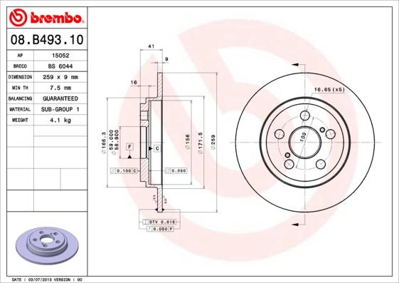 Brembo 08.B493.10 - Kočioni disk www.molydon.hr