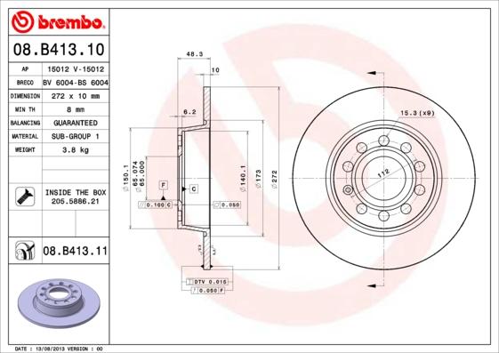 Brembo 08.B413.10 - Kočioni disk www.molydon.hr