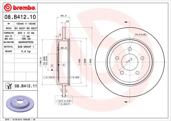 Brembo 08.B412.10 - Kočioni disk www.molydon.hr