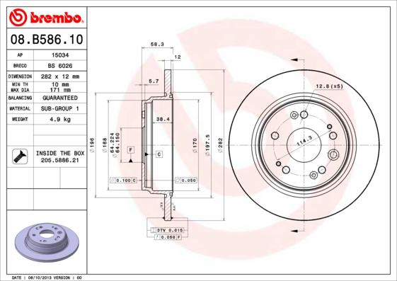 Brembo 08.B586.10 - Kočioni disk www.molydon.hr