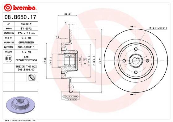 Brembo 08.B650.17 - Kočioni disk www.molydon.hr