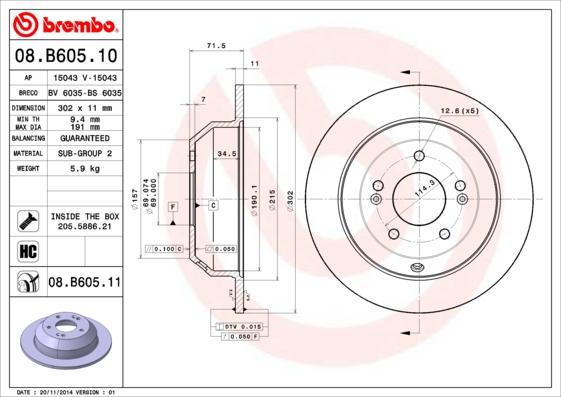 Brembo 08.B605.10 - Kočioni disk www.molydon.hr