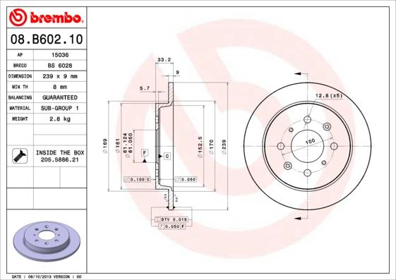 Brembo 08.B602.10 - Kočioni disk www.molydon.hr