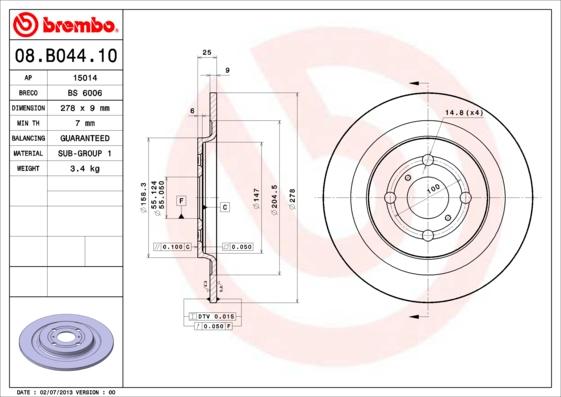 Brembo 08.B044.10 - Kočioni disk www.molydon.hr