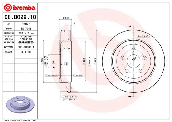 Brembo 08.B029.10 - Kočioni disk www.molydon.hr