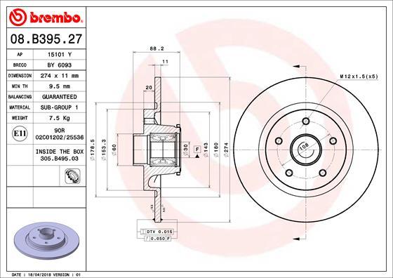 Brembo 08.B395.27 - Kočioni disk www.molydon.hr