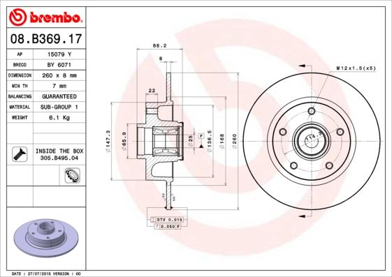 Brembo 08.B369.17 - Kočioni disk www.molydon.hr