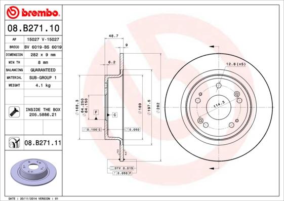 Brembo 08.B271.11 - Kočioni disk www.molydon.hr