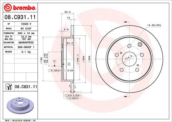 Brembo 08.C931.11 - Kočioni disk www.molydon.hr