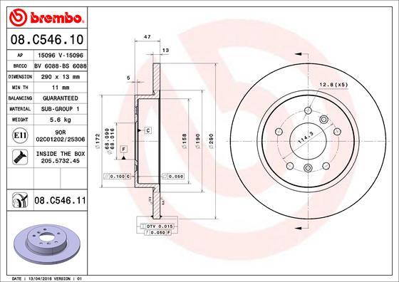 Brembo 08.C546.11 - Kočioni disk www.molydon.hr