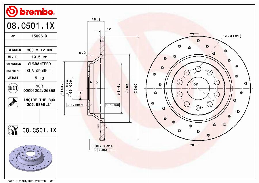 Brembo 08.C501.1X - Kočioni disk www.molydon.hr