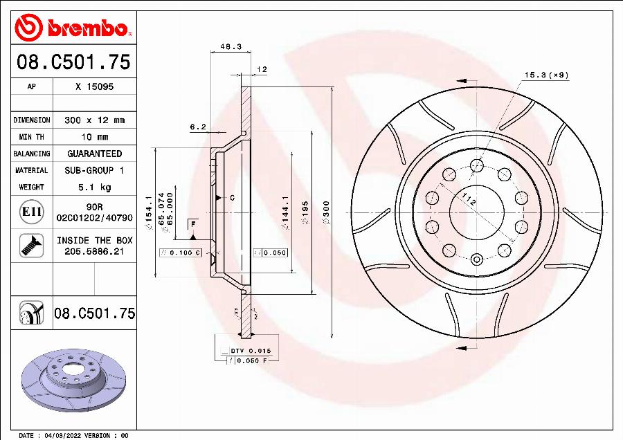 Brembo 08.C501.75 - Kočioni disk www.molydon.hr