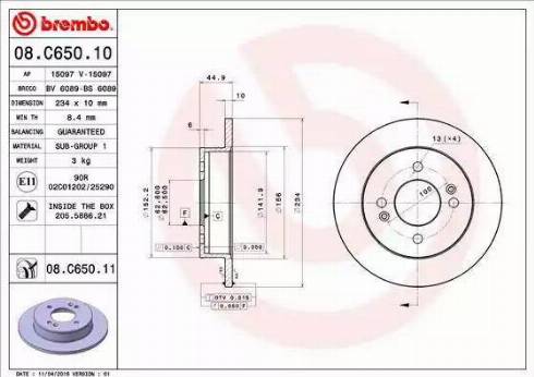 Brembo 08.C650.10 - Kočioni disk www.molydon.hr