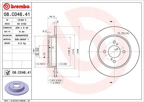 Brembo 08.C046.41 - Kočioni disk www.molydon.hr