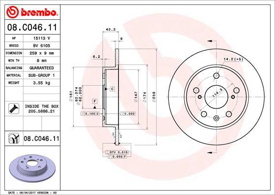 Brembo 08.C046.11 - Kočioni disk www.molydon.hr