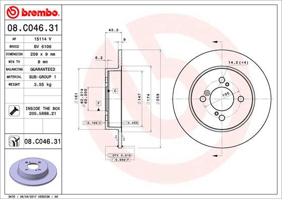 Brembo 08.C046.31 - Kočioni disk www.molydon.hr