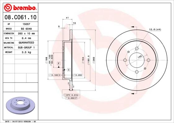 Brembo 08.C061.10 - Kočioni disk www.molydon.hr