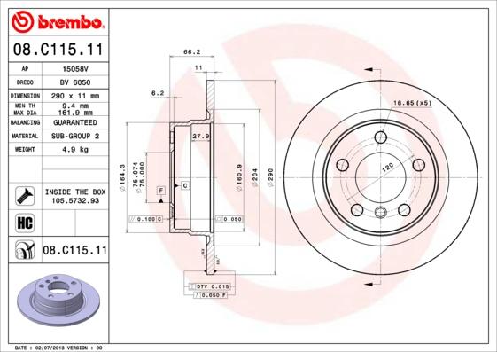 Brembo 08.C115.11 - Kočioni disk www.molydon.hr