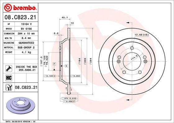 Brembo 08.C823.21 - Kočioni disk www.molydon.hr