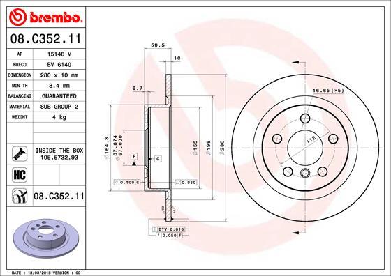 Brembo 08.C352.11 - Kočioni disk www.molydon.hr