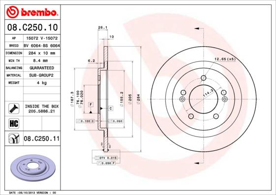 Brembo 08.C250.10 - Kočioni disk www.molydon.hr