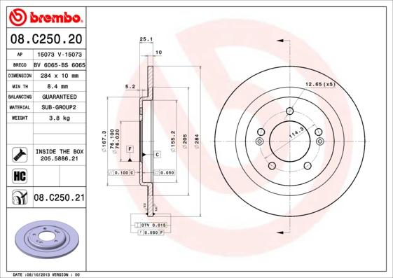 Brembo 08.C250.21 - Kočioni disk www.molydon.hr