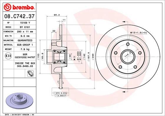 Brembo 08.C742.37 - Kočioni disk www.molydon.hr