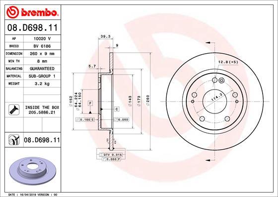 Brembo 08.D698.11 - Kočioni disk www.molydon.hr