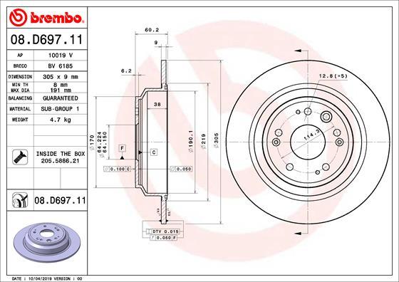 Brembo 08.D697.11 - Kočioni disk www.molydon.hr