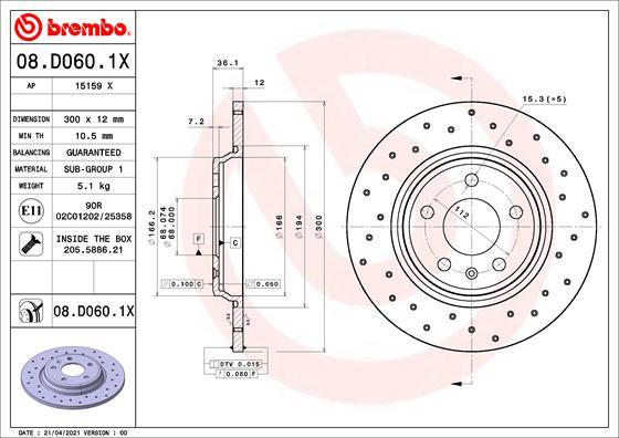 Brembo 08.D060.1X - Kočioni disk www.molydon.hr